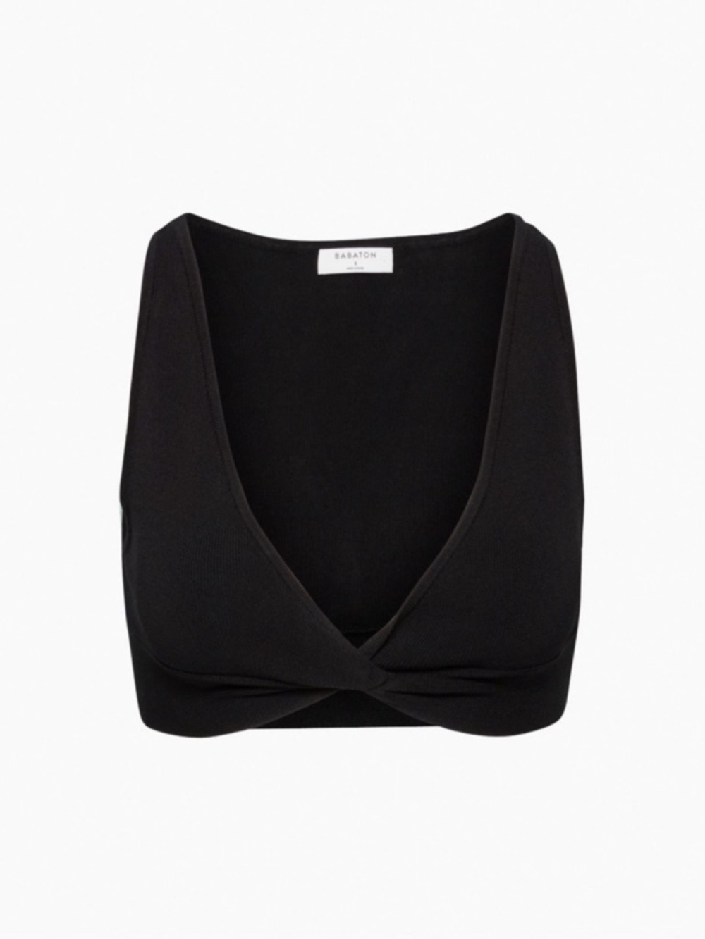 Aritzia Babaton Sculpt Knit Twist Front Crop Top Black V-Neck Camisole Womens